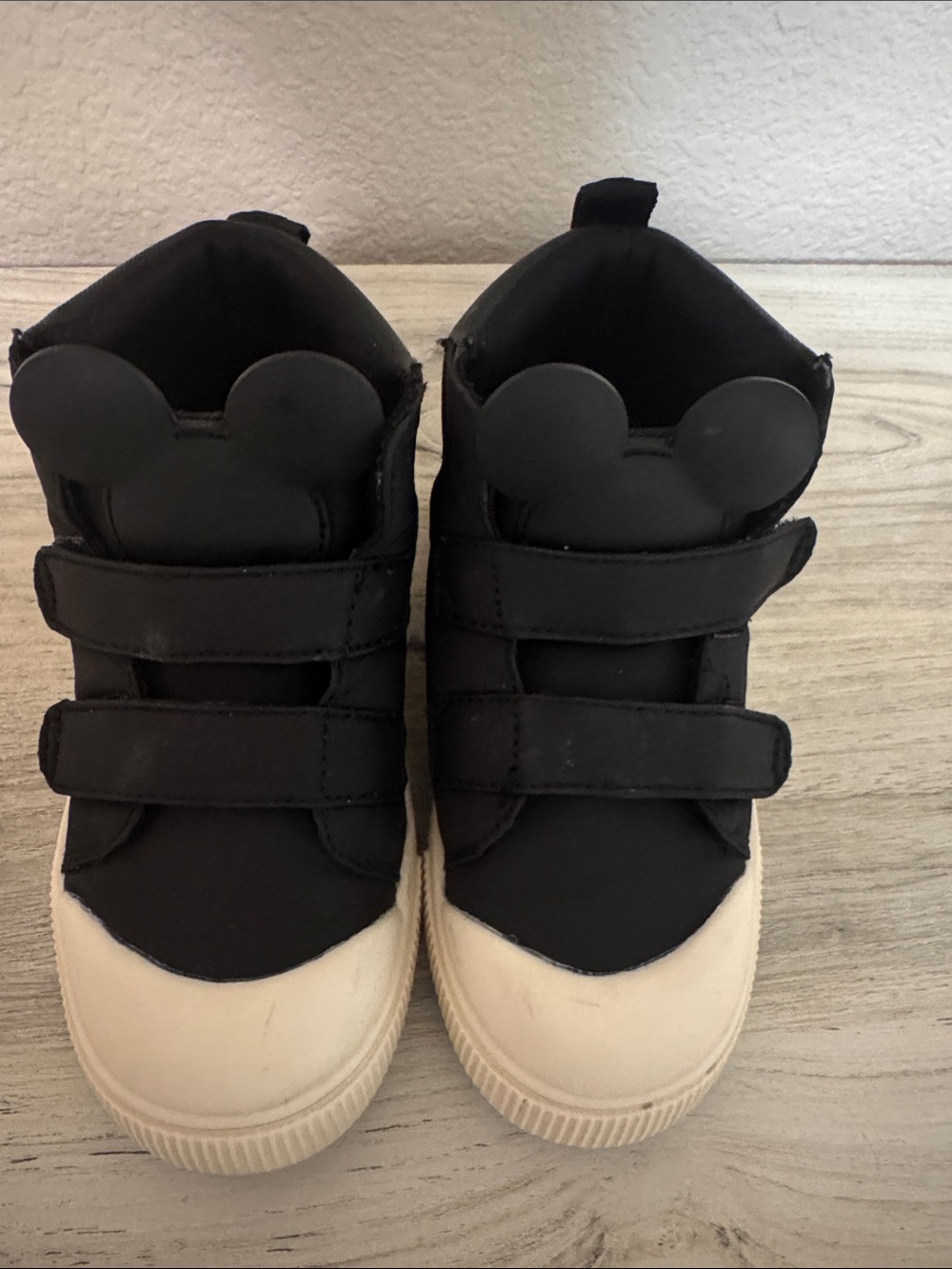 Zara Black High-Top Sneakers with White Toecap and Playful Ear Detail